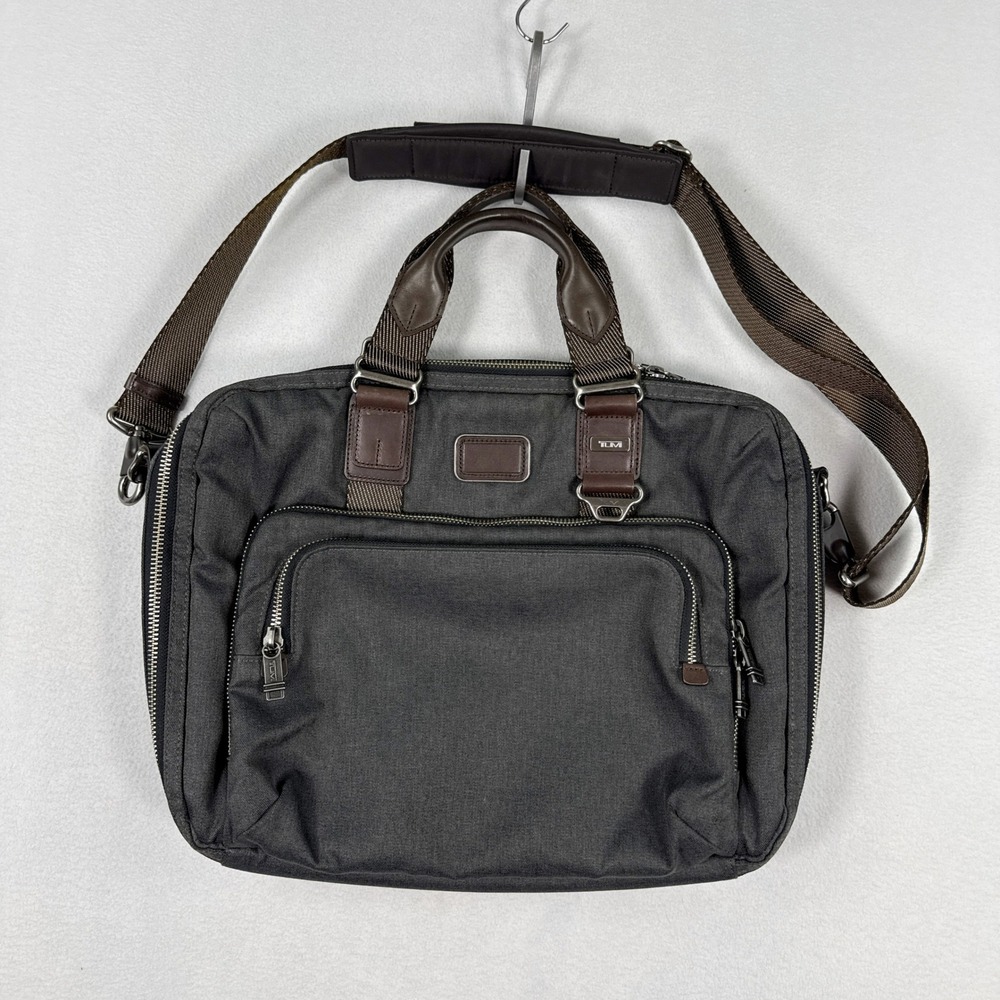 Tumi Alpha‎ Bravo Yuma Slim Briefcase Gray Brown